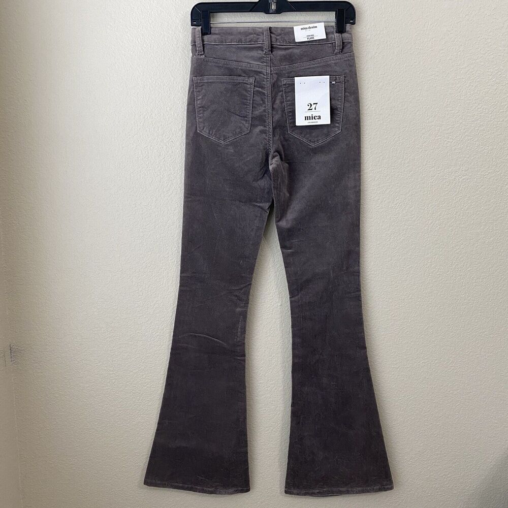 Mica Los Angeles Jeans Womens Size 27 Highrise Velvet Flare Brown Wide Leg New - Picture 2 of 9